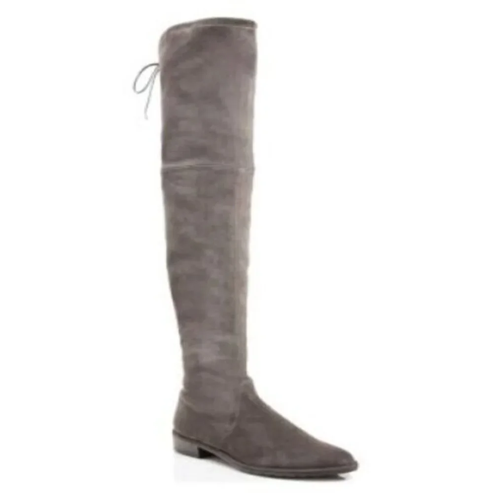 NEW Stuart Weitzman Lowland Londra Suede Over the Knee OTK Boot 7M Charcoal NWT